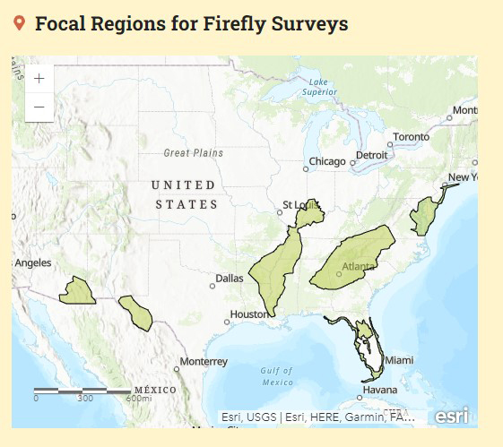 Map of focal regions concentrated in the Southwest, Southeast, and Mid-Atlantic.&nbsp;
