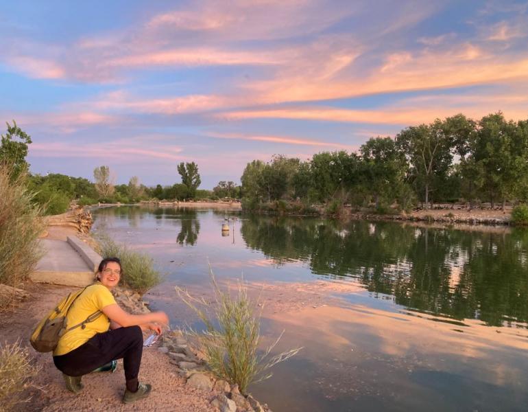 Emily Spindler samples pollinators in New Mexico (Photo: Aimee Code, Xerces Society)